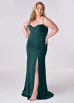 Barbie ♥ Azazie Bridesmaid Dresses Pine Mermaid Corset Stretch Satin Dress image9
