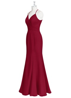 Azazie Carolina Bridesmaid Dresses Burgundy Mermaid Ruched Chiffon Dress image8