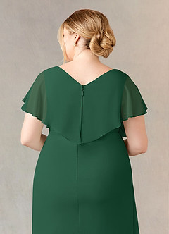 Azazie Julia vestidos de madre de la novia Vestido de Verde Oscuro de Gasa de Recto con Cuello en V Plisado image11