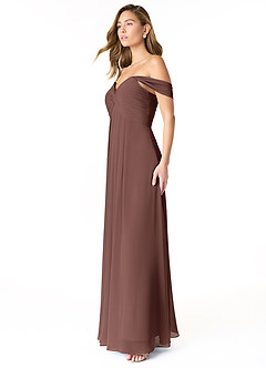 Azazie Kaitlynn Vestidos de damas de honor Vestido de Expresado de Gasa de Imperio Convertible con Fruncido image4