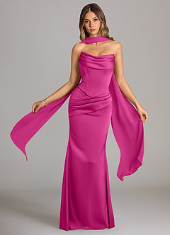 Azazie Sorrel Bridesmaid Dresses Fuchsia Mermaid Strapless Stretch Satin Convertible Dress image1