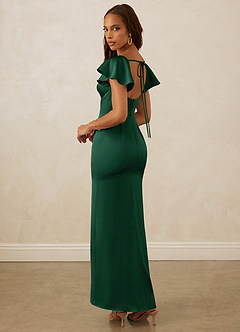 Christian Siriano Bridal for Azazie 1005 Vestidos de damas de honor Vestido de Verde Oscuro de Satén Elástico de Corte Recto con Escote de Corazón image8