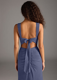 Azazie Jesaphine Bridesmaid Dresses Stormy Sheath Bow Chiffon Dress image6