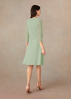 Azazie Klaus Mother of the Bride Dresses Dusty Sage A-Line Scoop Sequins Chiffon Dress image2