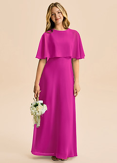 Azazie Maris Junior Abito A-Line in Chiffon Fucsia image5