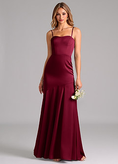 Azazie Shiloh Bridesmaid Dresses Burgundy Mermaid Strapless Stretch Satin Convertible Dress image2