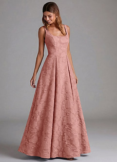 Azazie Amalie Bridesmaid Dresses Rosette A-Line Pleated Floral Burnout Dress image5
