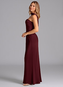 Azazie Lusinda Brautjungfernkleider Meerjungfrau-Linie Schulterfrei Stretch-Satin Kleid Cabernetrot image5