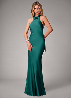 Azazie Velli Bridesmaid Dresses Peacock Mermaid Stretch Satin Dress image3