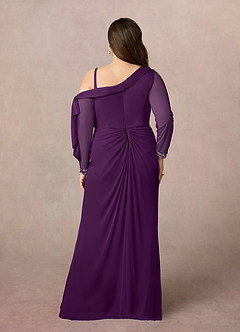 Azazie Marna Mother of the Bride Dresses Grape Sheath One Shoulder Mesh Dress image8