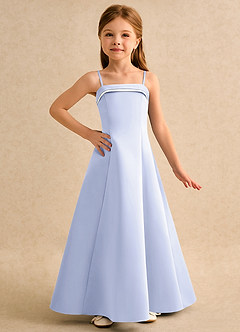Azazie Izel Girls Formal vestidos de niña de las flores Vestido de Marfil Lavanda de Satin Mate de Corte en A con Plisado image5