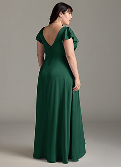 Azazie Omari Bridesmaid Dresses Dark Green A-Line Stretch Satin Dress image8