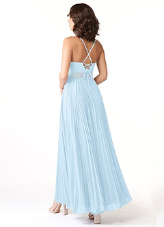 Azazie Devyn Bridesmaid Dresses Sky Blue A-Line Corset Chiffon Dress image4