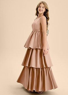 Azazie Meadowyn Junior Jurk van Stretch Satijn met A-Lijn Boog Engelse Roos image5