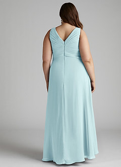 Azazie Flora Bridesmaid Dresses Sea Glass A-Line Pleated Chiffon Dress image13