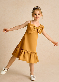 Azazie Kiwi vestidos de niña de las flores Vestido de Caramelo de Satin Mate de Corte En A con Tirante Espagueti image1