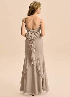 Azazie Lioren Junior Meerjungfrau-Linie Schleifen Chiffon Kleid Taupe image3