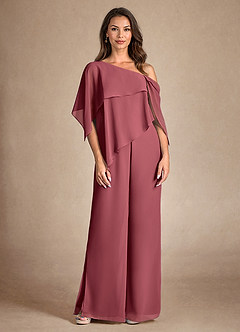 Azazie Halima Mother of the Bride Dresses Merlot Jumpsuit/Pantsuit Side Slit Chiffon Dress image7