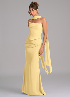 Azazie Sorrel Bridesmaid Dresses Butter Mermaid Corset Chiffon Dress image5