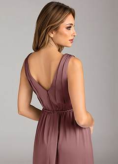 Azazie Tanicia Brautjungfernkleider A-Linie Plissee Stretch-Satin Kleid Vintage Mauve image7