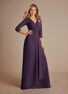 Azazie Mayfield Mother of the Bride Dresses Plum A-Line Pleated Chiffon Dress image4