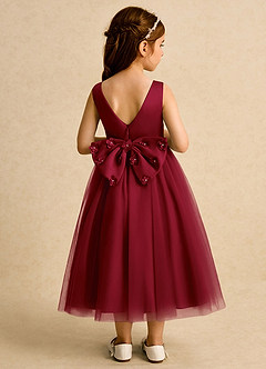 Azazie Malva vestidos de niña de las flores Vestido de Borgoña de Tul de Princesa con Lazo image2