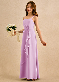 Azazie lolly Girls Formal Robe Demoiselle D'honneur Fillette Robe Trapèze en Mousseline de soie Plissée Rose Bonbon image1