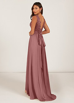 Azazie Gertrude Bridesmaid Dresses Desert Rose A-Line Lace Chiffon Dress image5