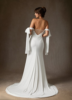 Azazie Papaya Wedding Dresses Diamond White Sheath Mesh Dress image2