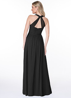 Azazie Jaclyn Bridesmaid Dresses Black A-Line Pleated Chiffon Dress image2