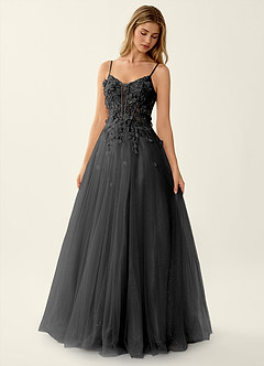 Briseis Black Lace Corset Lace Up Back Tulle Prom Dress image1