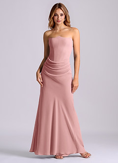 Azazie Debby Bridesmaid Dresses Dusty Rose Mermaid Strapless Chiffon Dress image1