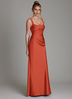 Azazie Agustina 신부 들러리 드레스 인어 코르셋 스트레치 새틴 바닥 길이 드레스 image4