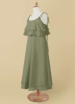 Azazie Temi Flower Girl Dresses Pistachio A-Line Spaghetti Strap Chiffon Dress image12