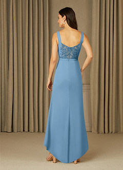 Azazie Yabelle Mother of the Bride Dresses Steel Blue Mermaid Lace Chiffon Dress image2