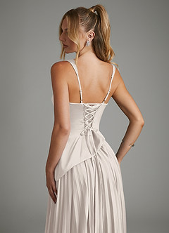Azazie Stephanie Bridesmaid Dresses White Alabaster A-Line Corset Stretch Satin Dress image10