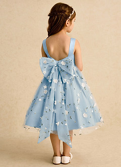 Azazie Bean Robe Demoiselle D'honneur Fillette Robe Princesse en Tulle Arc Poudre Bleue image2