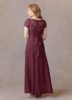 Azazie Mamie Kleider für die Brautmutter A-Linie Spitze Chiffon Kleid Cabernetrot image4