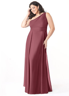 Azazie Dallas Bridesmaid Dresses Desert Rose A-Line One Shoulder Chiffon Dress image8