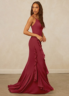 Christian Siriano Bridal for Azazie 1006 Bridesmaid Dresses Pomegranate Mermaid Ruched Chiffon Dress image5