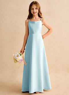 Azazie Joella Girls Formal Flower Girl Klänningar Klänning A-Line i Matt satäng Plisserad image6