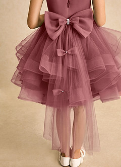 Azazie Tinie Blumenmädchenkleider Ballkleid Schleifen Tüll Kleid Amethyst image7