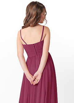 Azazie Astrid Junior Mulberry A-Line Floral Chiffon Dress image4