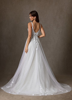 Azazie Jovana Wedding Dresses Diamond White A-Line Scoop Tulle Dress image6