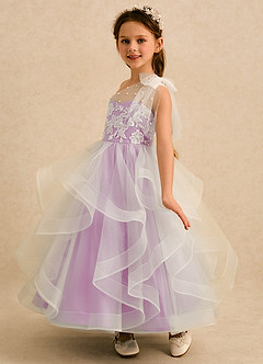 Azazie Zoey vestidos de niña de las flores Vestido Rosa Caramelo de Tul de Vestido de princesa con Encaje image5