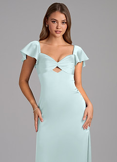 Azazie Demia Bridesmaid Dresses Sea Glass Sheath Sweetheart Neckline Stretch Satin Dress image7