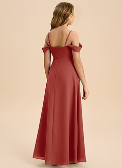 Azazie Anselie Junior Robe Trapèze en Mousseline de soie Épaule décolletée Terracotta image2