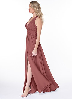 Azazie Jaclyn Jurken voor bruidsmeisjes Jurk van Chiffon met A-Lijn Geplooid Amethist image3