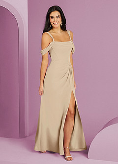 Barbie ♥ Azazie Brautjungfernkleider A-Linie Schulterfrei Chiffon Kleid Champagner image3