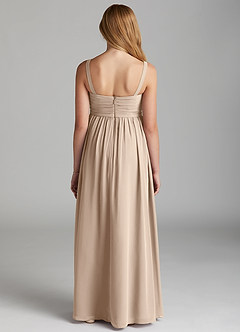 Azazie Chanel Junior Taupe A-Line Sweetheart Neckline Chiffon Dress image4